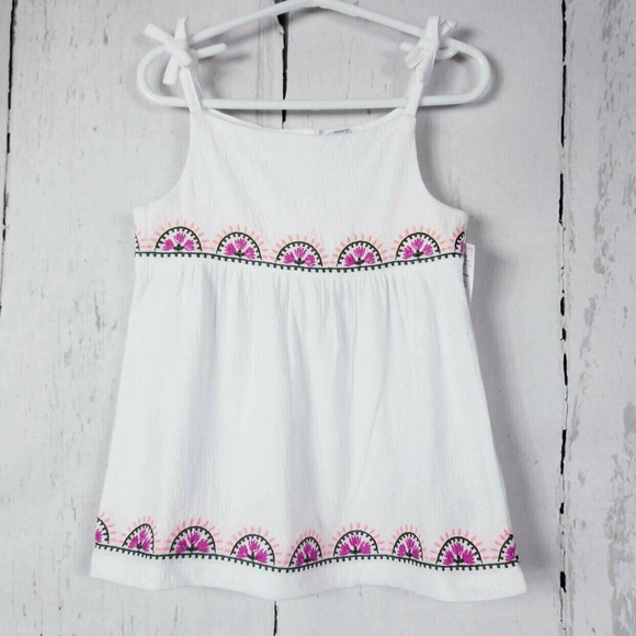 Carters Girls Top Bundle Size 4-5 Sleeveless Tank Embroidered White Blue Pink - Picture 4 of 5